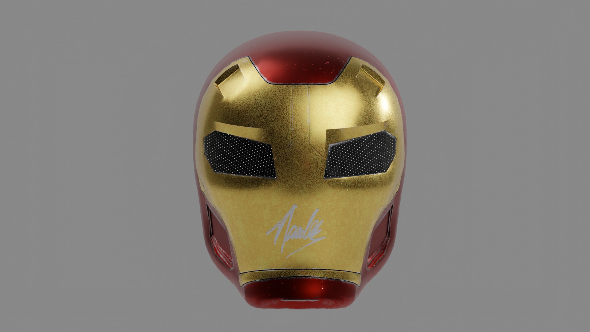 The model, before and after materials added.