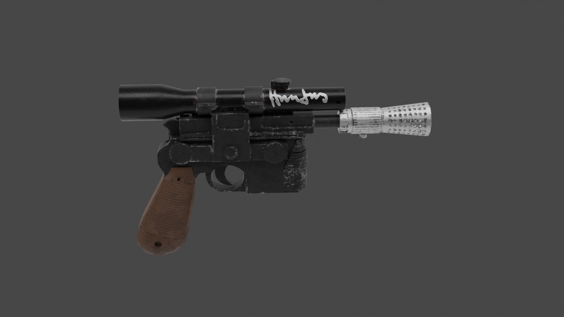 The model, before and after materials added.