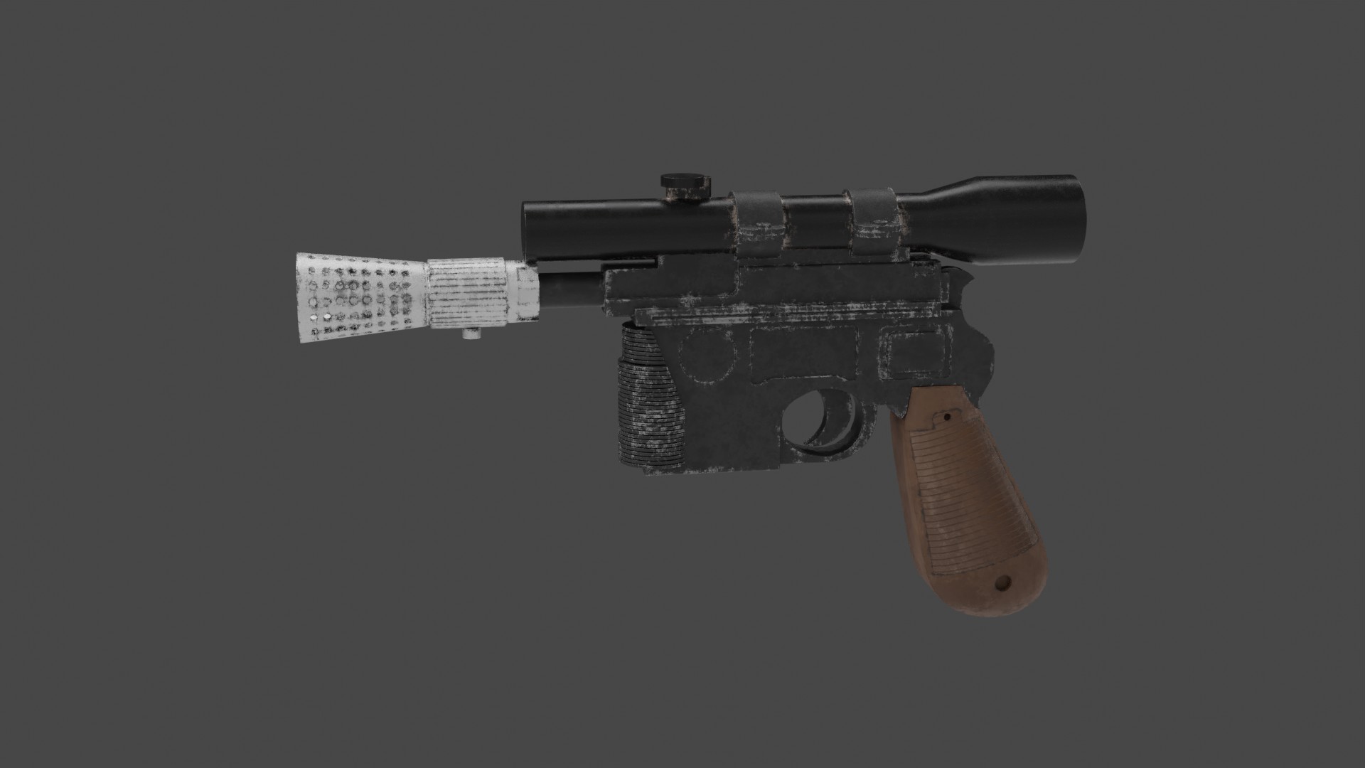 The model, before and after materials added.