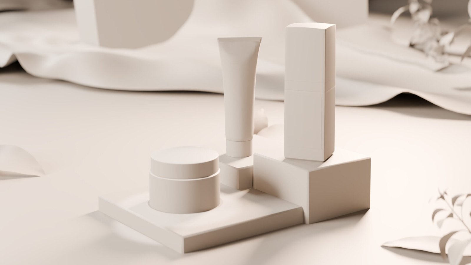 Process breakdown: clay render of the skincare set